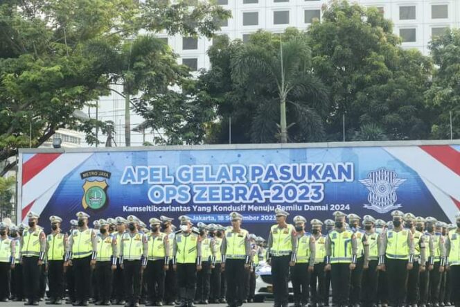 
 Apel gelar pasukan operasi zebra 2023,di Mapolda Metro Jaya,senin(19/9/2023)