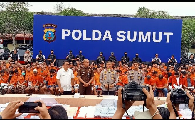 
 Press Release Polda Sumut Ungkap Penangkapan Ribuan Orang Pelaku Jaringan Bandar, Pengedar dan Pemakai Narkoba Dalam Masa Waktu 22 Hari di Provinsi Sumatera Utara 