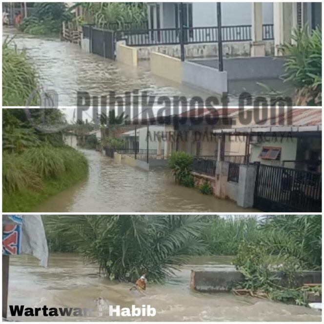 
 Tanggul Sungai Jebol Diakibatkan Air Sungai meluap, Ratusan Rumah Warga Dan sawah Terendam Banjir.