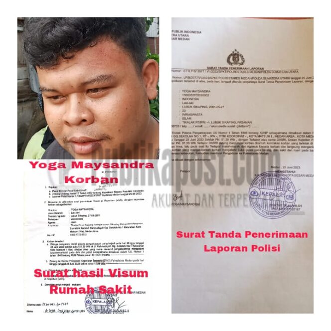 
 Foto Korban Dan Beberapa Surat Laporan Tanda Bukti Laporan Polisi Polrestabes Medan Dan Surat Visum Rumah Sakit